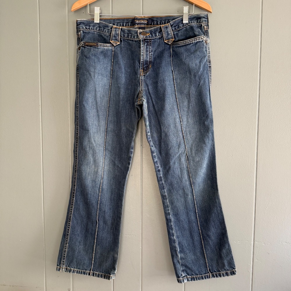 Vtg Abercrombie Womens 8 Low Rise Seamed Flare Jeans Dark Denim Indie 2000s Y2K